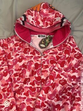 A Bathing Ape Pink Camo Zip Hoodie size-M